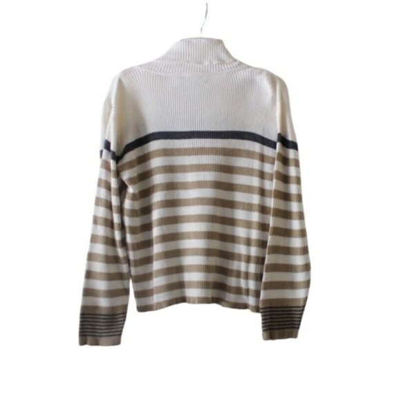 Liz Claiborne Turtleneckk  Ribbed Knit Striped Cotton Sweater Size PL - Picture 3 of 4